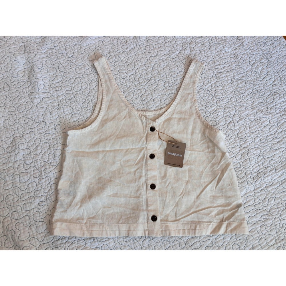 Patagonia Garden Island Top Whole Weave Natural Button Front Tank Size Medium